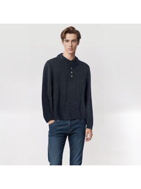 Vuori Wool Blend 1/4 Button Up Sweater Pullover Grey size Medium Gorpcore Cosy